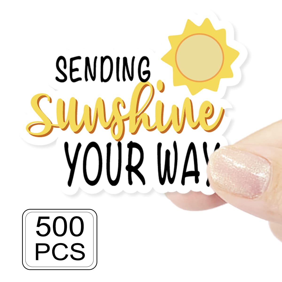 Calcomanías con texto en inglés "Sending Sunshine Your Way", calcomanías para pequeñas empresas, calcomanías de agradecimiento, calcomanías de correo feliz, suministros de envío para pequeñas empresas