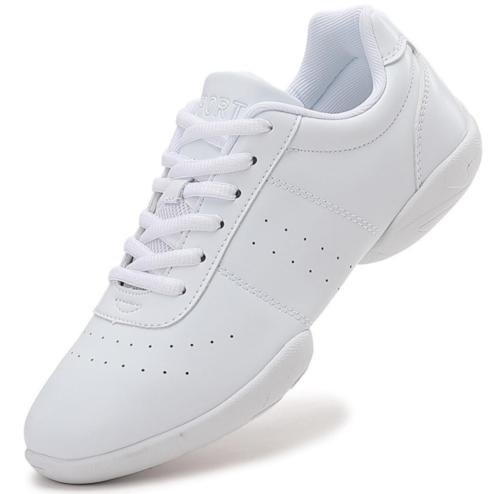 GlideMoves Cheer Shoes Girls Dancing Training Sneakers Women Jumping Tumbling Exercise Aerobic Fitness Dance Sole Separation Women Size 9 Men 8 White 41