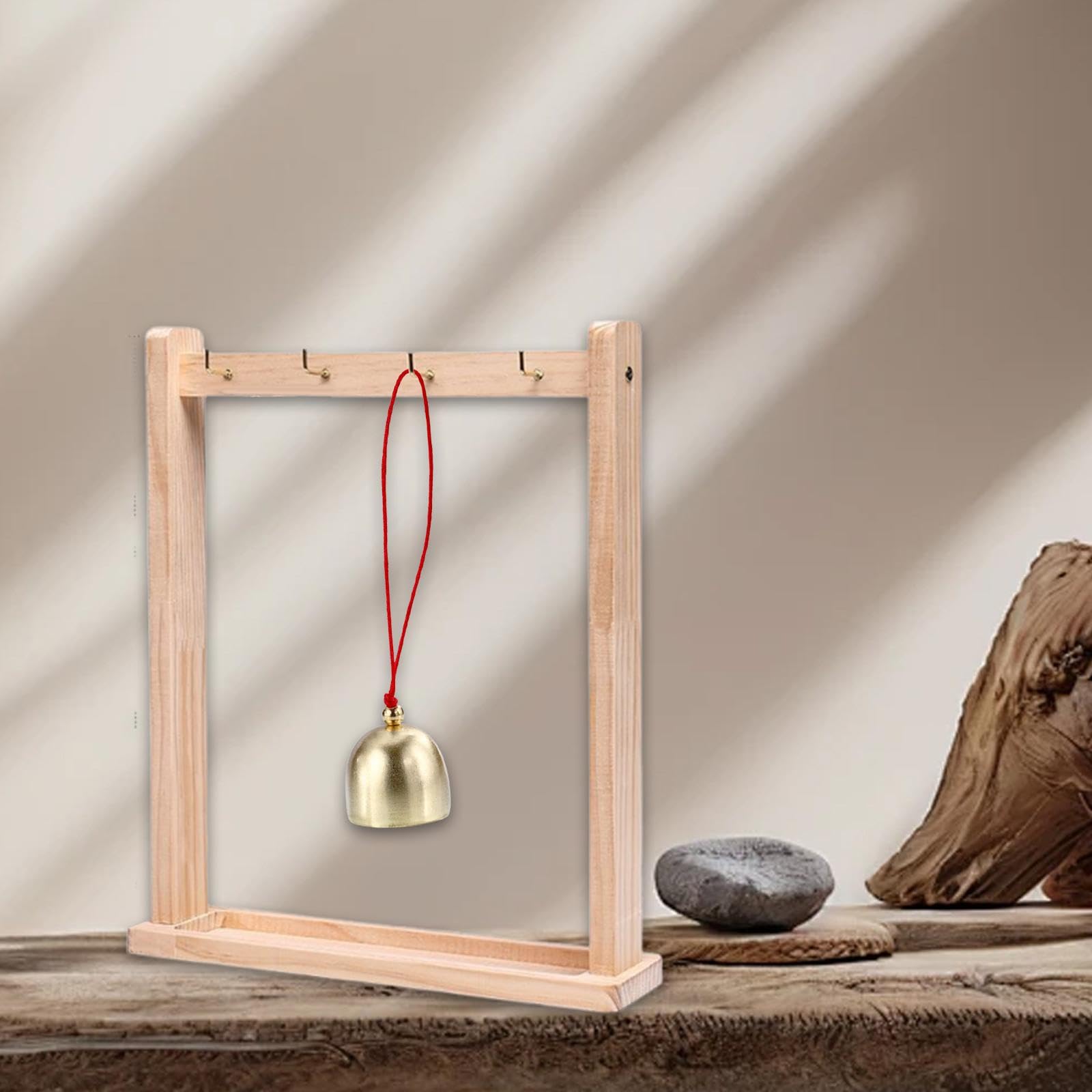 Supporto per carillon, supporto per gong, stabile, multifunzionale, porta carillon in legno, per orecchini, collane, bracciali, sala da tè