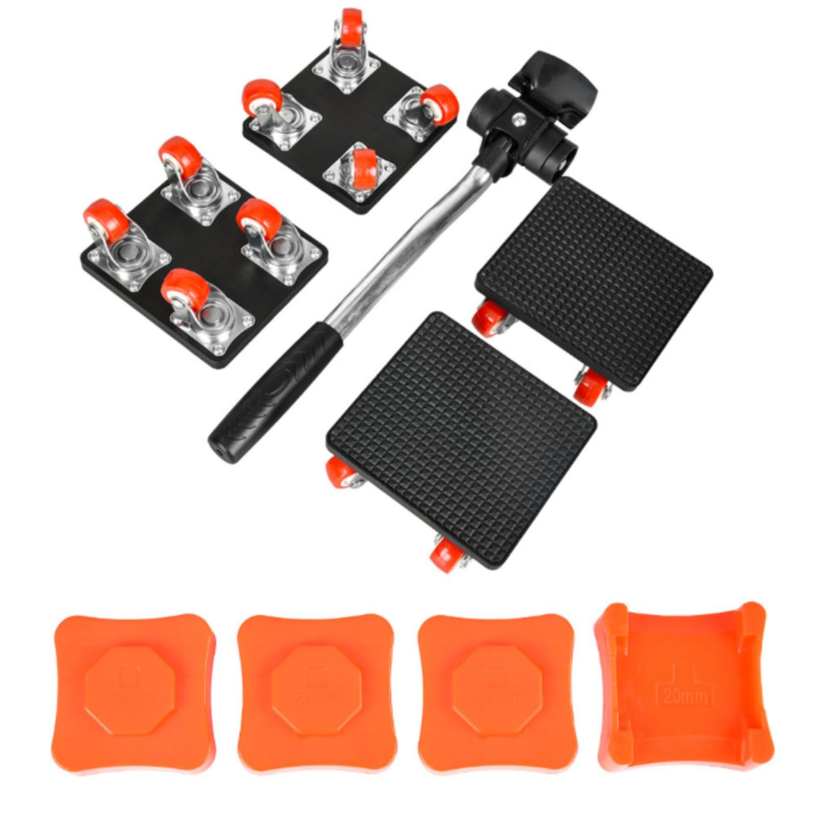 Heavy Duty Furniture Wheels for Moving - 4.2 x 3.9 Inch Complete Mover Kit with Pry Bar & Spacers 360° Swivel Casters for Sofa, Bed, Cabinet on Hardwood