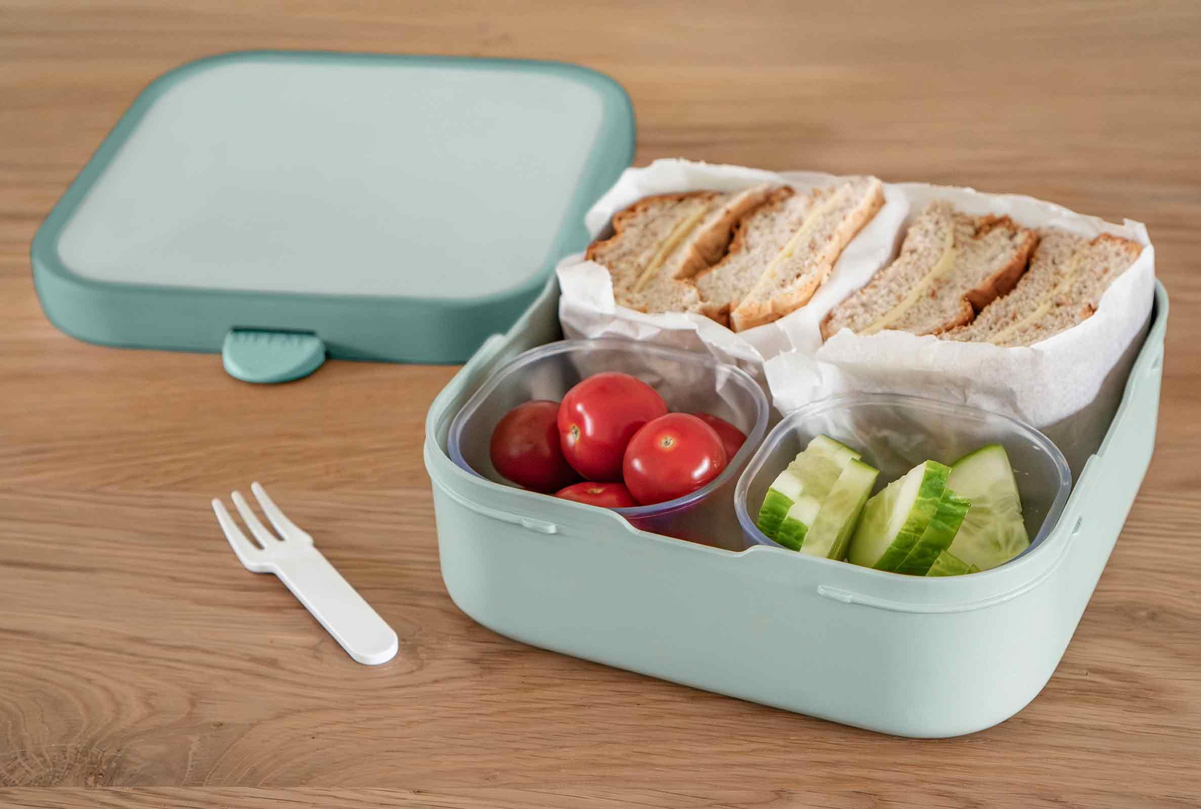 Mepal Ensemble déjeuner XL Campus - Grande boîte à bento et gourde - Passe au lave-vaisselle - 400 et 1300 ml - Avec compartiments, fourchette et fermeture à clip - Parfait pour les collations et les