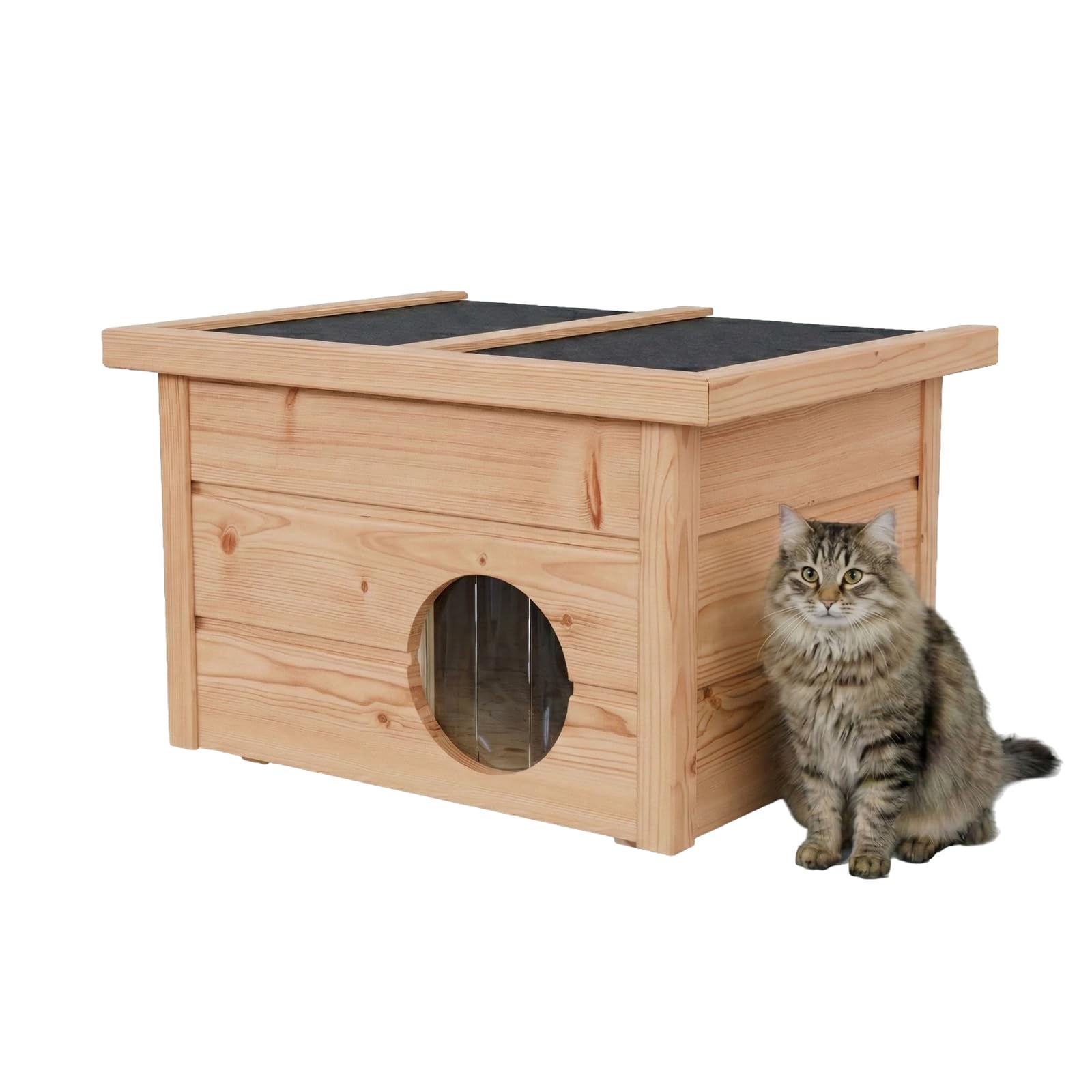 QLS Katzenhaus Outdoor Holz 40x50x37cm Produktbeschreibung