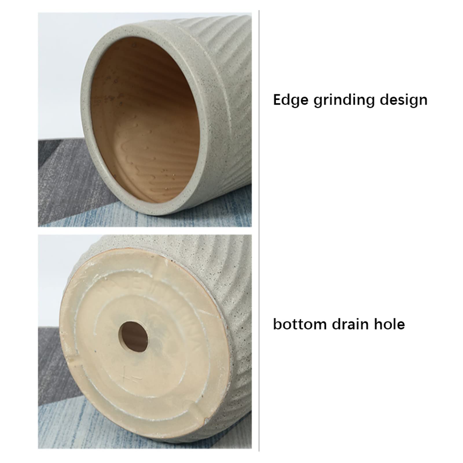Vasi da Giardino Vasi per fioriere in Ceramica con Foro di drenaggio, vasi da Fiori cilindrici Stile Puntini d'inchiostro Vasi per Piante grasse a Righe per Interni ed Esterni