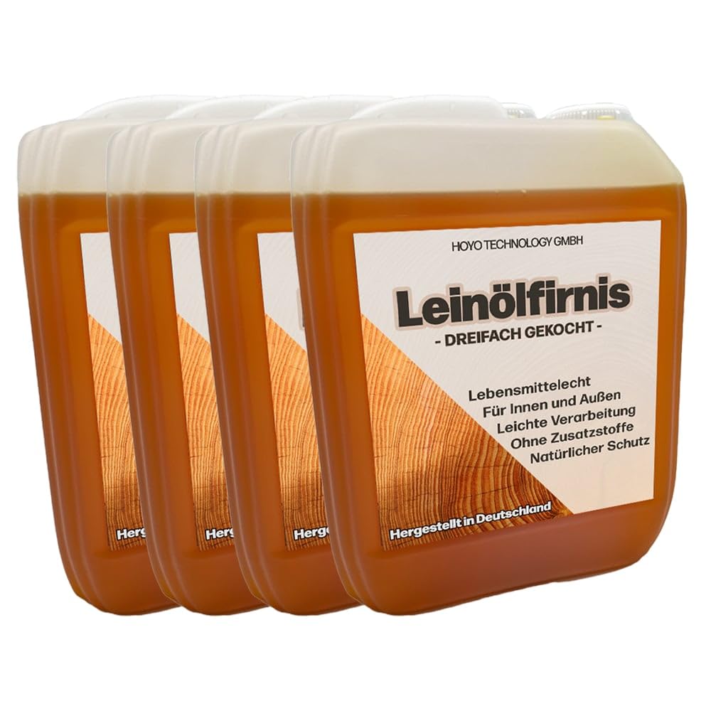 Leinölfirnis 20 L | Dreifach gekochtes Holzöl | Lebensmittelecht zertifiziert | für Innen & Außen | Schutz für alle Holzarten