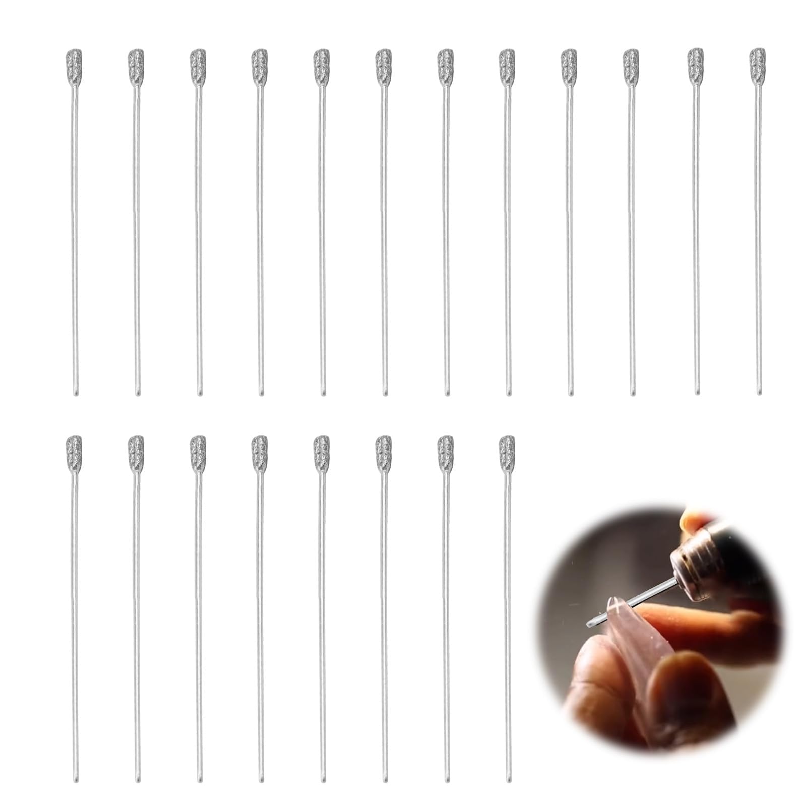 20pcs 1mm Small Diamond Drill Bits for Glass Jewelry Glass Drill Bits Diamond Tip Glass Drill Bits for Lapidary Solid Agate Drill Bits