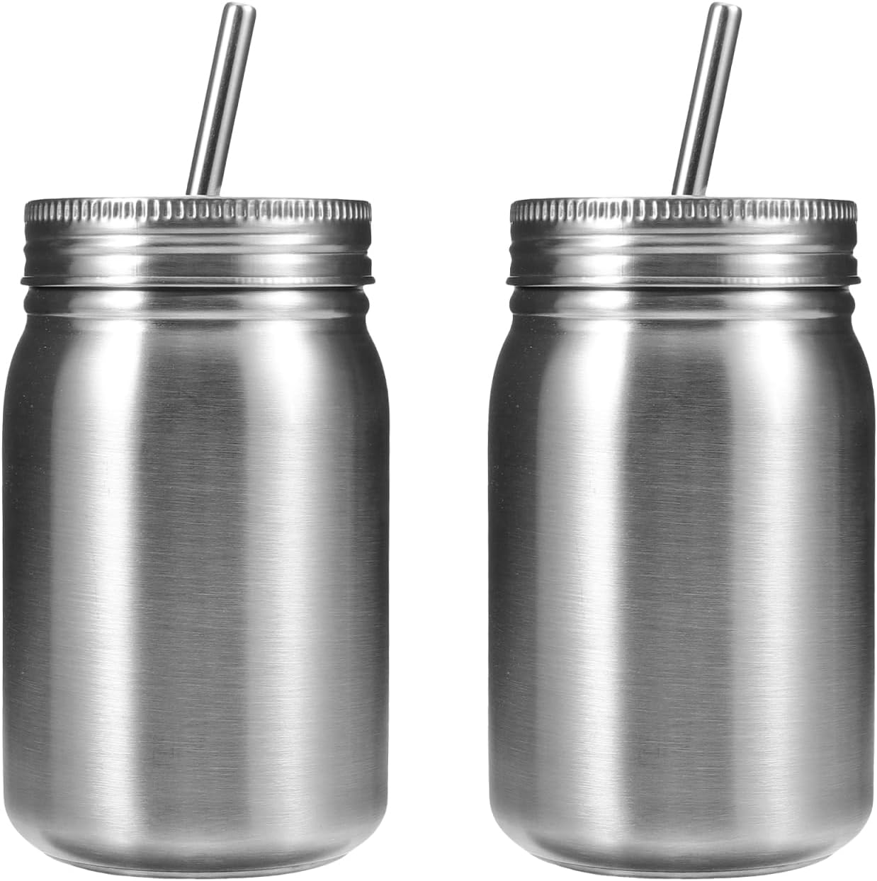 2 Pcs Stainless Steel Mason Cup Insulated Water Bottles Jars Insulated Travel Hot Cold Tumblers Stainless Steel Bottles Tumbler Straws Juice Glass Outdoor