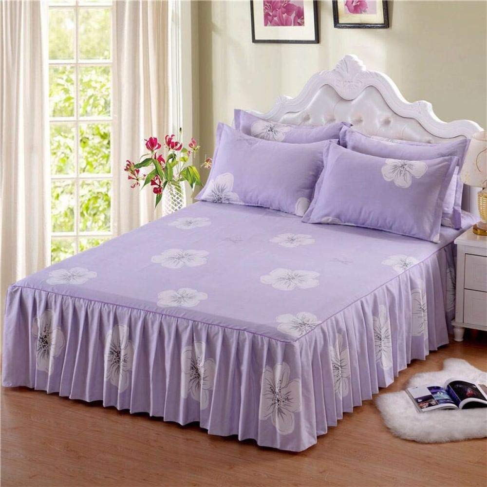 Gonna Letto Arricciata WWQQ Con Volant – Queen Size 150x200 Cm, Caduta 45 Cm, Set Con Due Federe – Microfibra Spazzolata Lusso