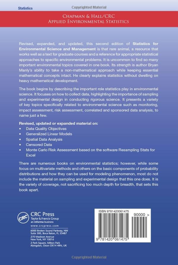 Statistics for Environmental Science and Management (Chapman & Hall/CRC Applied Environmental Statistics) - Image 2