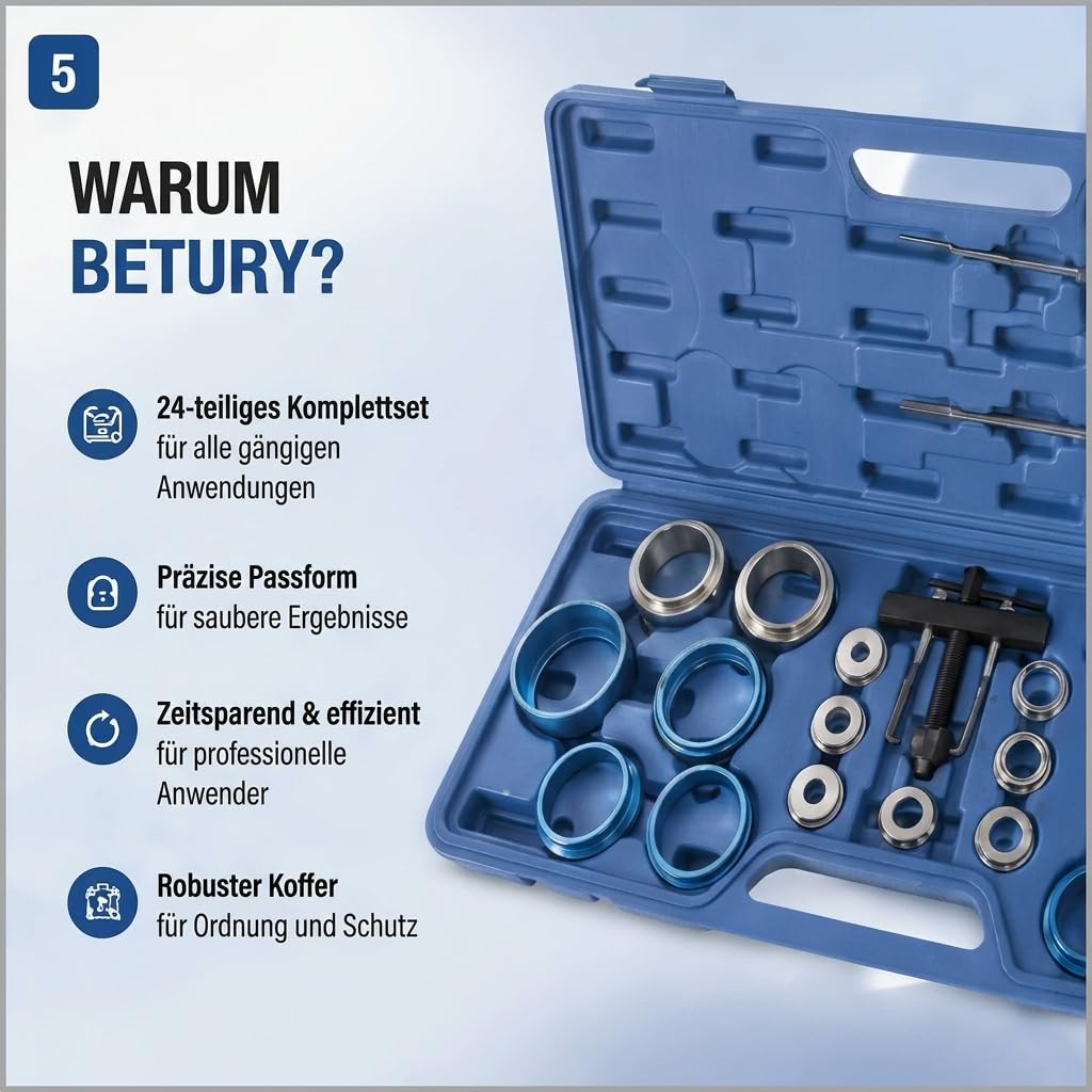 24-TLG Wellendichtring Werkzeug Satz - Kurbelwelle Nockenwelle Öldichtring Abzieher & Montagewerkzeug Set (21,5-64mm), Radialdichtring Montage Demontage Werkzeugsatz für Pkw Motor Reparatur