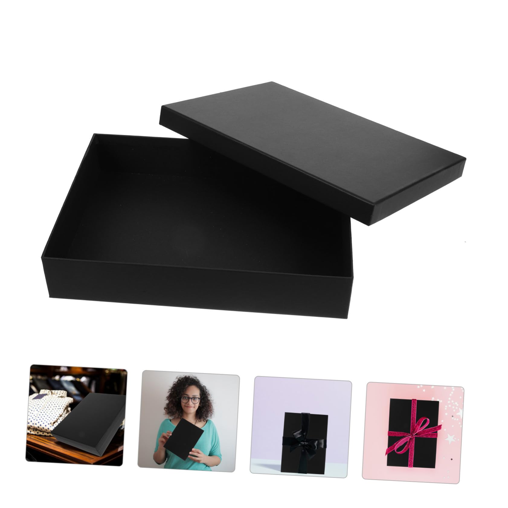 INOOMP Scatola Regalo Coperchio Elegante Rettangolare in Cartone Riutilizzabile Nera Facili da Conservare per Imballaggi e Confezioni Regalo