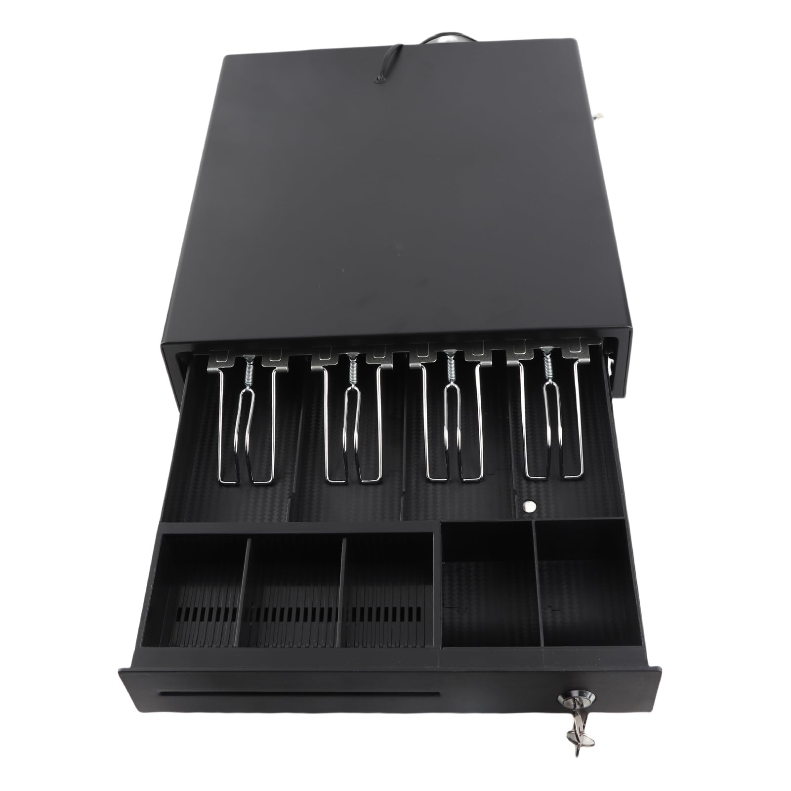 Naroote Cassetto del Registratore di Cassa Vassoio Portamonete in Acciaio Premium per 4 Banconote Apertura Automatica per Supermercato e Commercio DC 12-24V