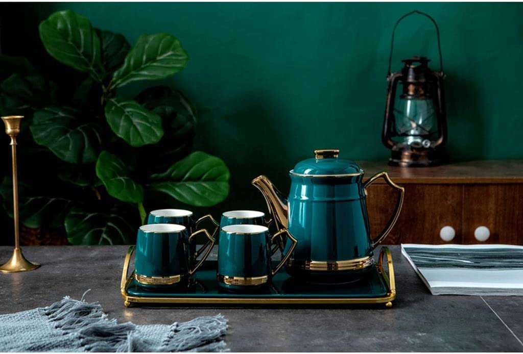Zestaw Herbaty Zestaw Ceramicznych Filiżanek Oświetlenie W Stylu Nordyckim Luksusowy Zimny Czajnik Dom Prosty Phnom Penh Kubek Do Herbaty Dzbanek Naczynia Picia Z Tacą Dla Codziennego Użytku(8pcs)