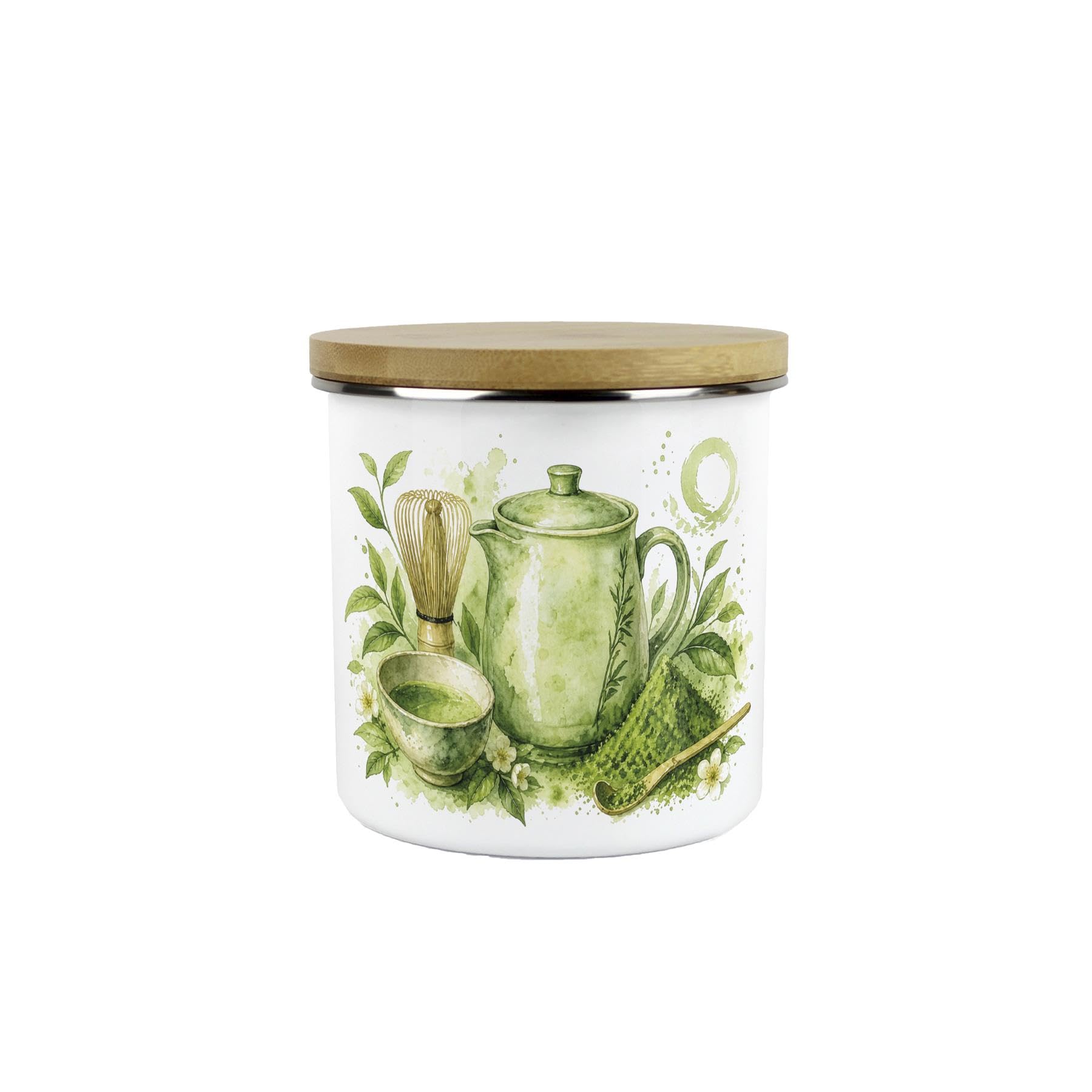 Purely Home Matcha Tea Storage Canister - Watercolour 600ml Kitchen Container Gift
