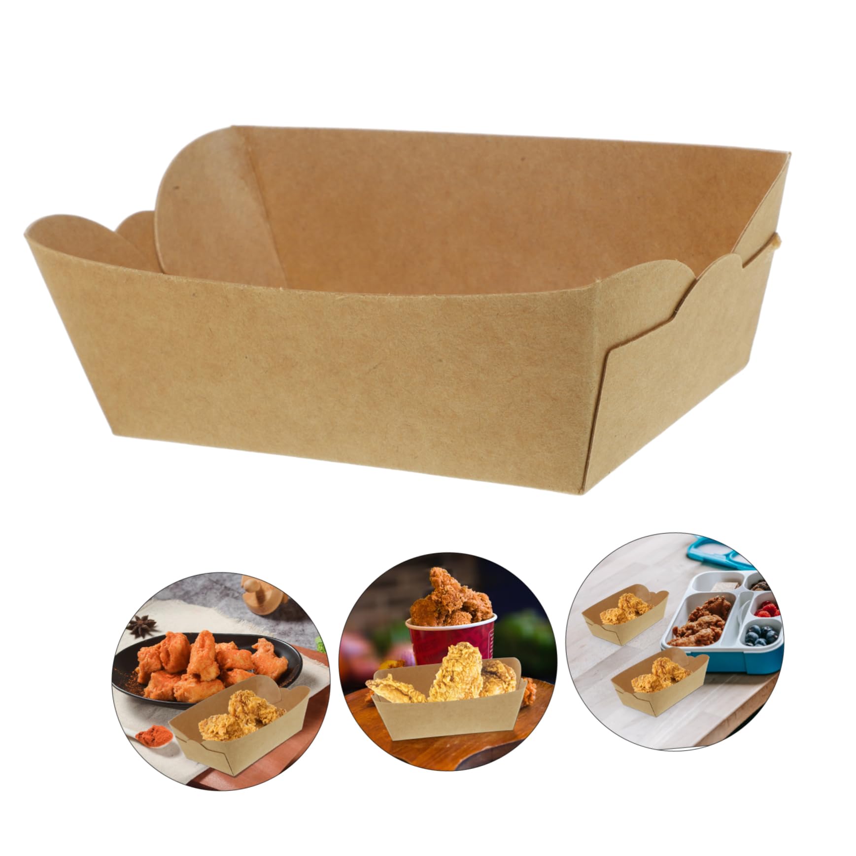 Cabilock 100pezzi Scatole in Carta Kraft da Asporto per Cibo Caldo e Freddo Adatti Fast Food Pollo Fritto Tacos Hot Dog e Snack per Bancarelle di Cibo Ristoranti e Eventi