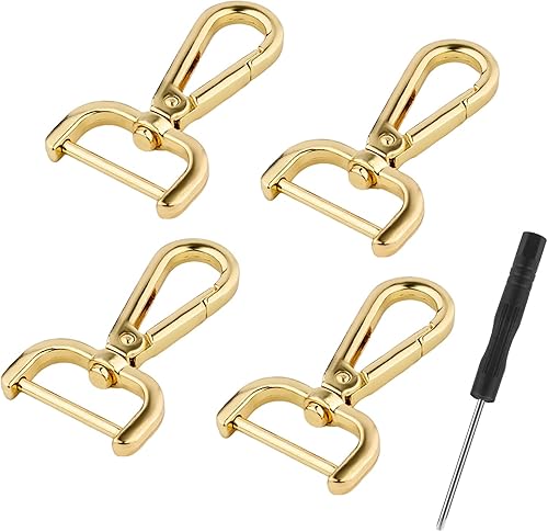 4 piezas de cierre giratorio de gancho a presión, anillos en D de 1 pulgada con destornilladores pequeños, cierres de pinza de langosta de aleación