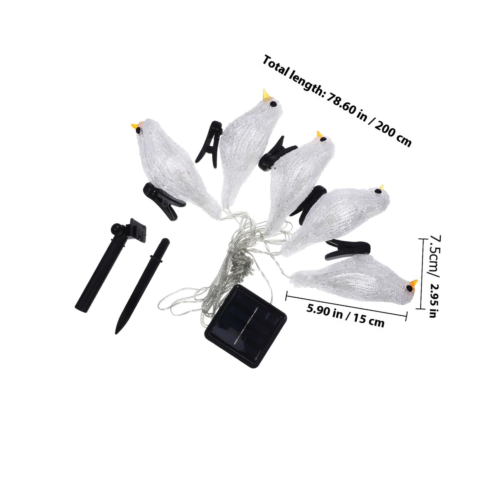 Solarbetriebene LED Lichterkette Vogel Acryl Garten Dekoration Wetterfeste Solar Dekolampe für Terrasse Balkon Außenbereiche