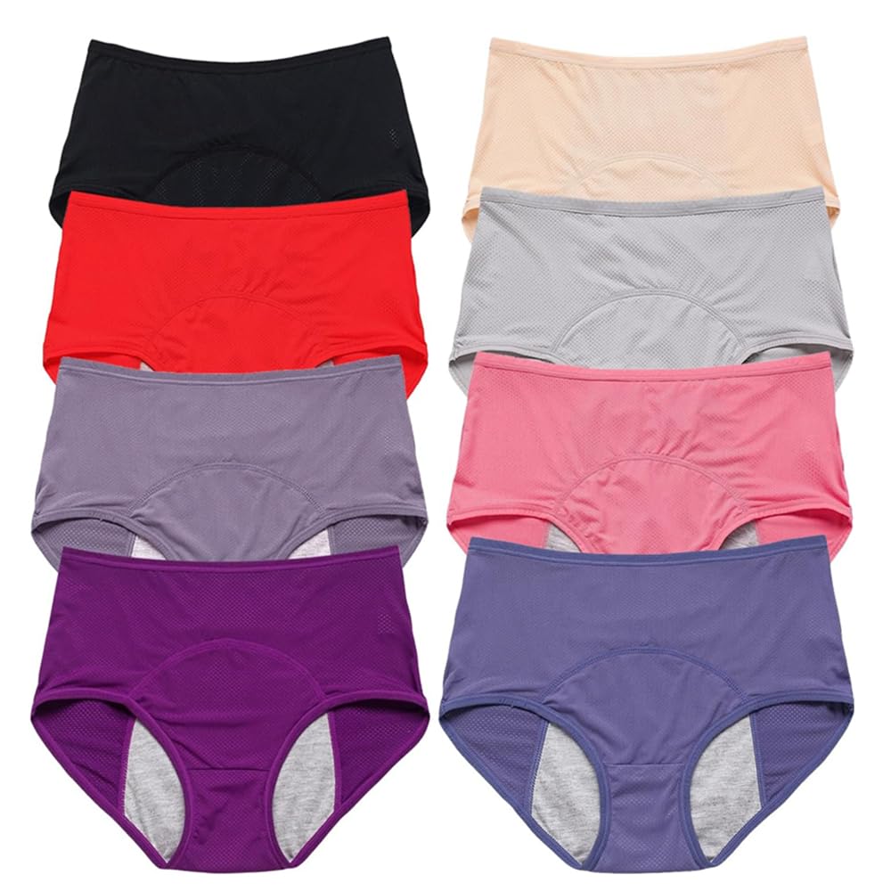 New Upgrade Leakproof Ladies Underwear,High Waist Leakproof Underwear Plus Size Briefs,Incontinence Underwear for Women (XL,8Pcs)