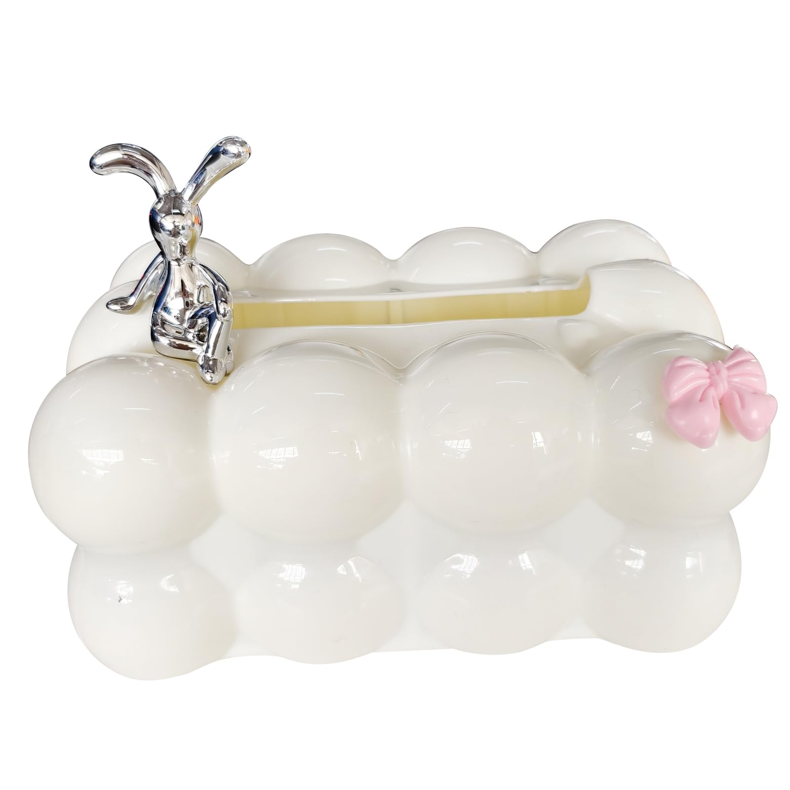 Xjdzineq Delicate Rabbits Tissue Holder Paper Dispenser for Various Spaces Soft Sturdy Safe Materials Easy to Replenishes Marshmallows Tissue Box