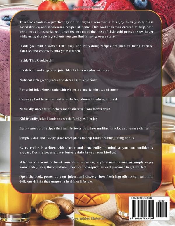 CANOLY C16 3-IN-1 Cold Press Juicer Cookbook: 120+ Easy Recipes for Beginners and Families Including Detox Juices, Immunity Shots, Green Juices, Plant ... Practical 7 Day and 14 Day Juice Reset Plans image 3