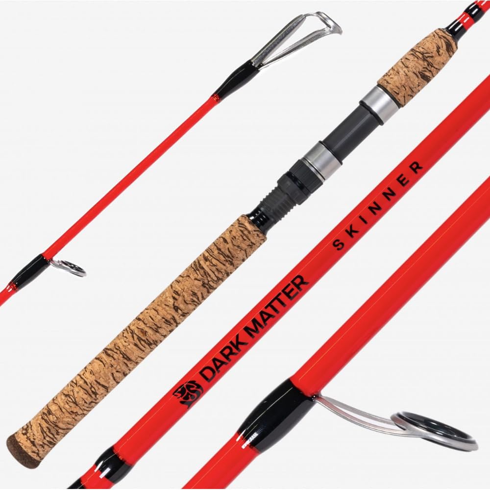 Dark Matter John Skinner Inshore Spinning Fishing Rods - 7 ft Medium Fast Spinning Rod, Fire Engine Red - Inshore Saltwater Fishing Rods with Fuji