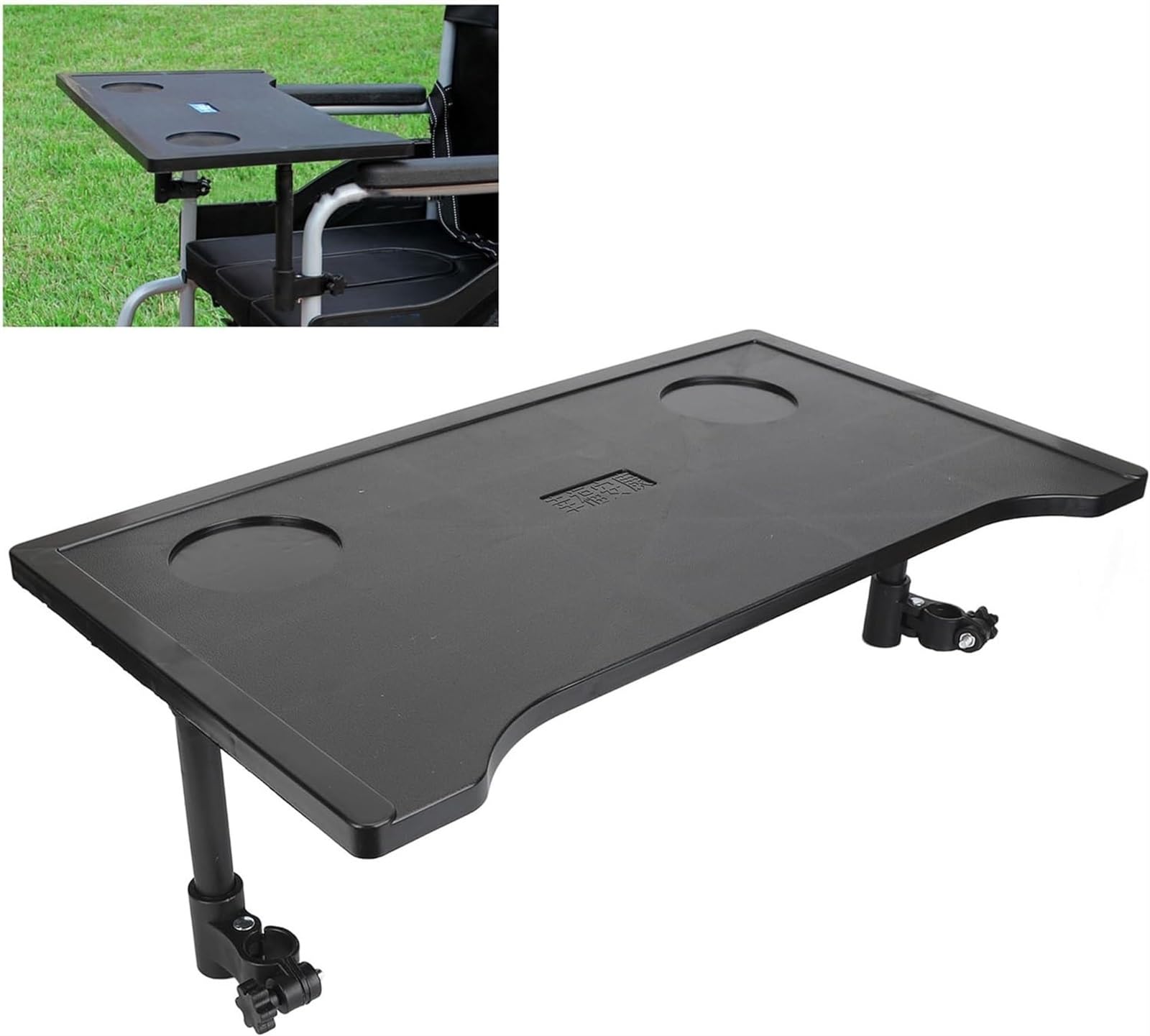 Bandeja para silla de ruedas desmontable, mesa de plástico para el regazo, accesorio de movilidad, bandeja para el regazo de silla de ruedas extraíble y duradera, mesa de comedor ligera y portátil par