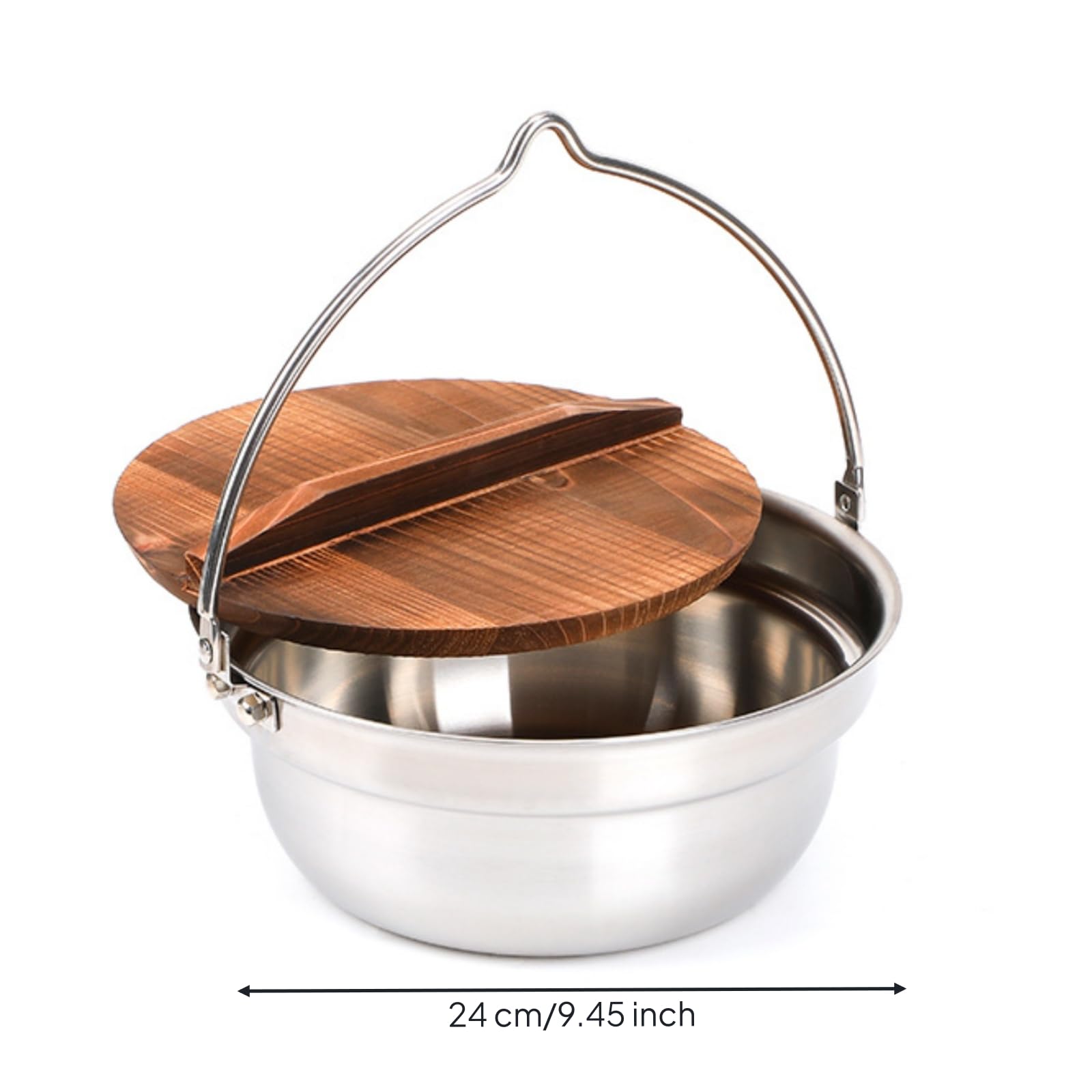 Olla Acero Inoxidable con Tapa Multifuncional Olla Colgante Ergonómico Puchero con Asa para Campistas, Fogata, Camping, 24cm, Olla Colgante Multifuncional De 24cm, Modelo A