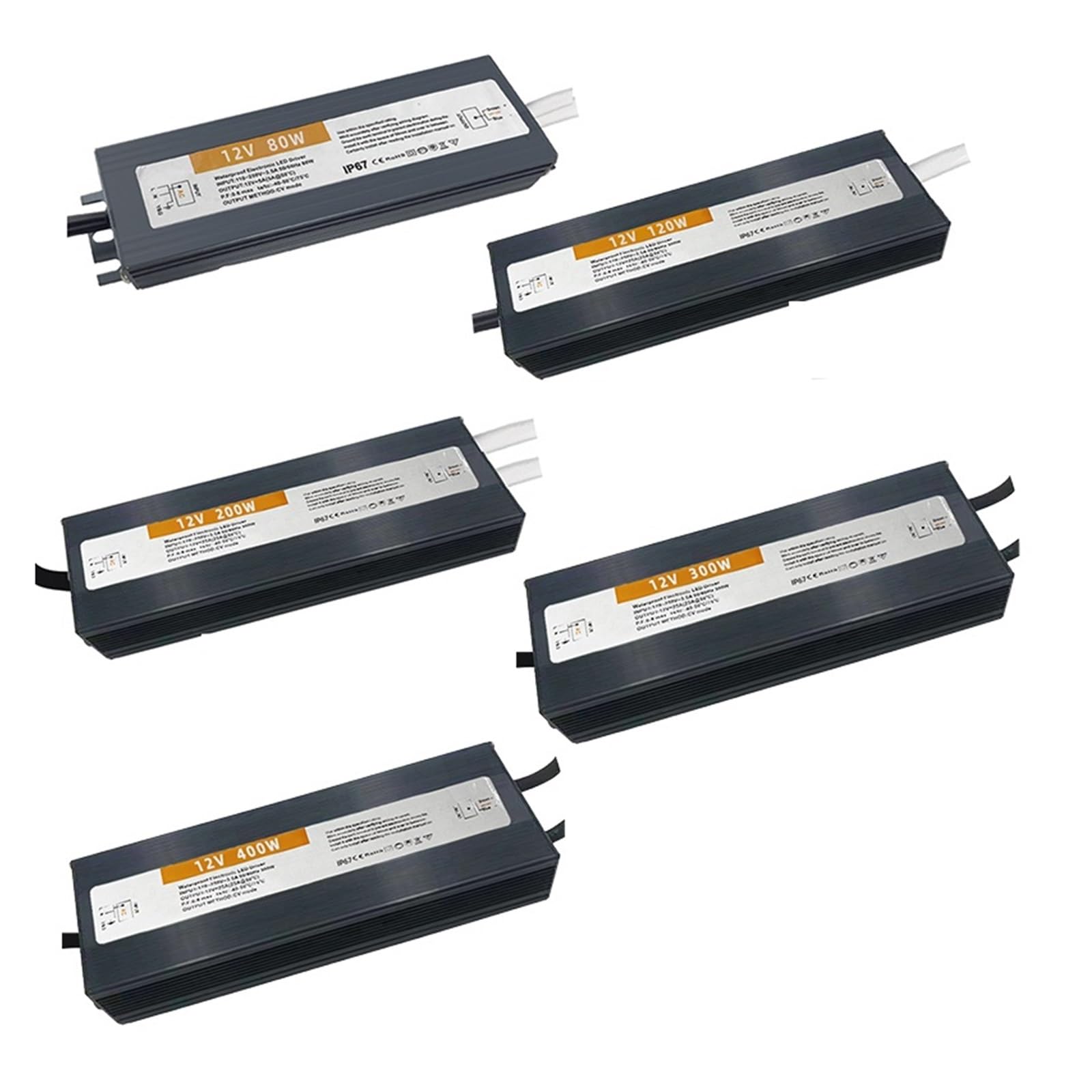 Driver LED impermeabile IP67 AC-DC 220V TO 12V 80W-400W Trasformatore LED Alimentatore LED Protezione da cortocircuito esterno(12V 400W)