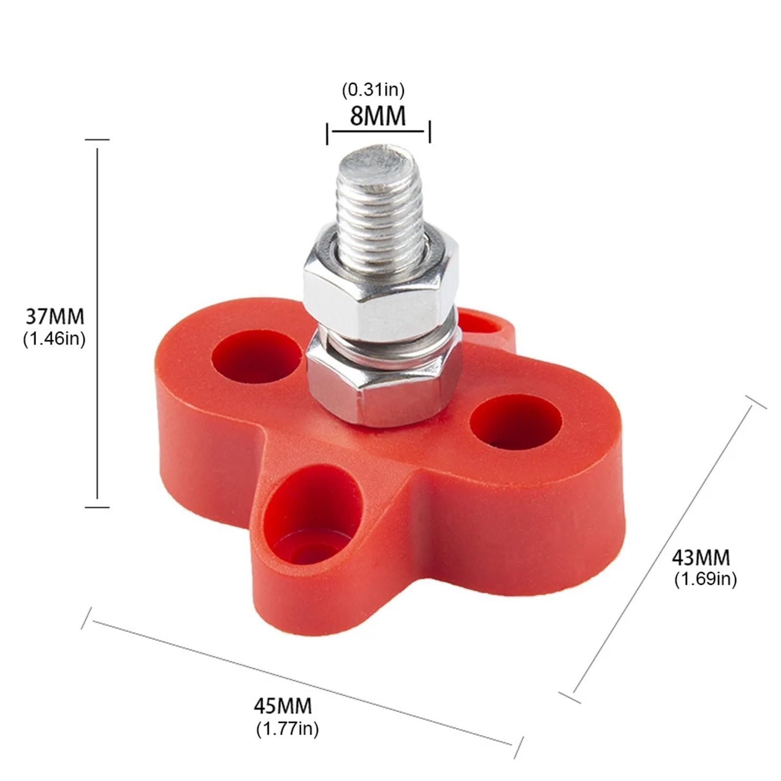 2-teiliges Klemmenblock-Bolzen-Kreuzungspfosten-Set, Einzel-/Doppelbolzen, 48 V, isolierter Verbindungspfosten M8 for Auto, Marine, Auto, Anhänger, Wohnmobil, Boot Sammelschiene Verteilerblock(Double