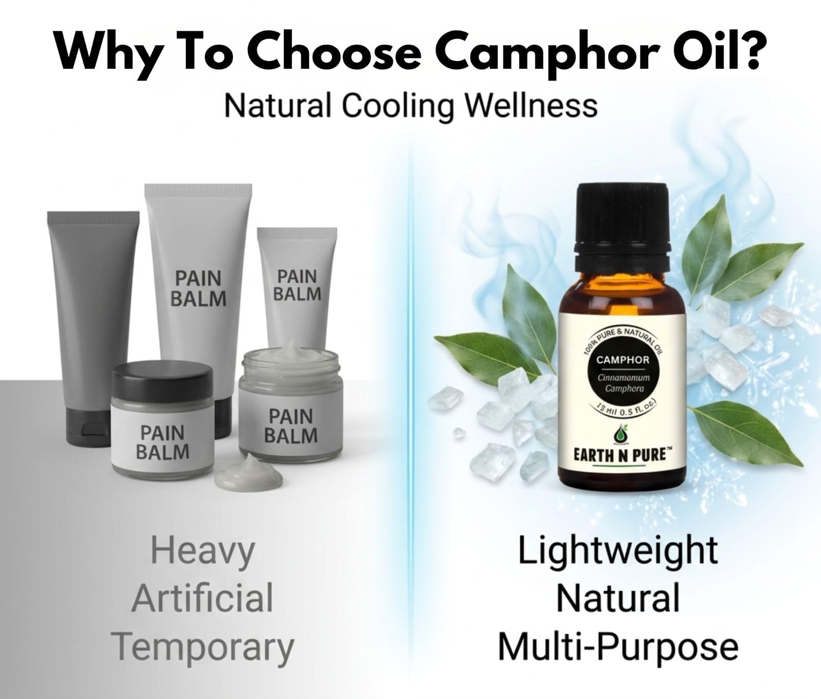 Earth N Pure Camphor Oil (Cinnamomum Camphora) β Steam-Distilled Essential Oil for Diffuser, Aromatherapy & Massage | 30ml 3