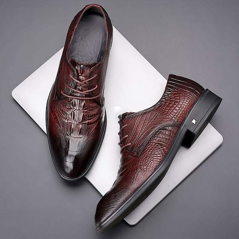 Men's Dress Shoes Modern Leather Business Casual Pattern Comfort Formal Oxfords Shoes Non Slip Casual Tuxedo Shoes for Men3