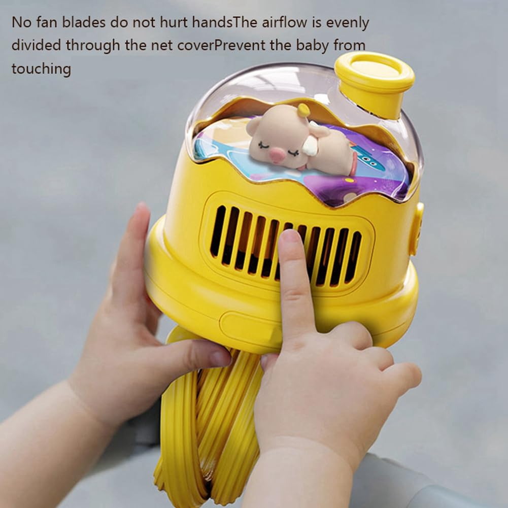 Ventilador portátil recargable por USB, sin aspas, diseño silencioso de mano para niños, ideal para uso en exteriores, tamaño mini para un fácil transporte