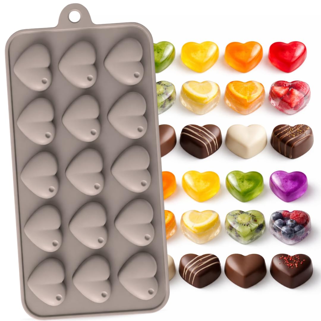Stampo in Silicone per Cioccolatini a Cuore 3D - Stampo da Forno e Frigo - Versatile per Dolci, Ghiaccio, Candele, Caramelle, Gelatina - Formine Antiaderenti (CUORE) - 1