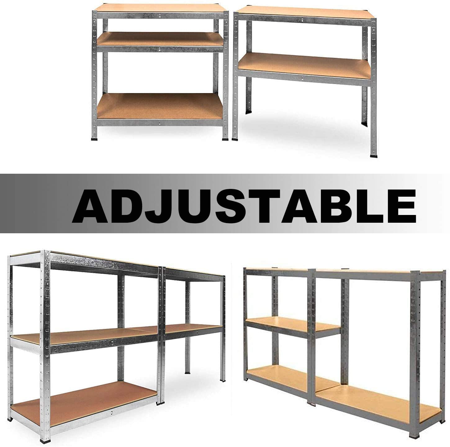Scaffalature autoportanti in metallo, altezza e piano regolabili fino a 175 kg per scaffale, in acciaio, per officina, libreria, capannone, ufficio, scaffalature pesanti (180 x 90 x 40 cm, zincate)