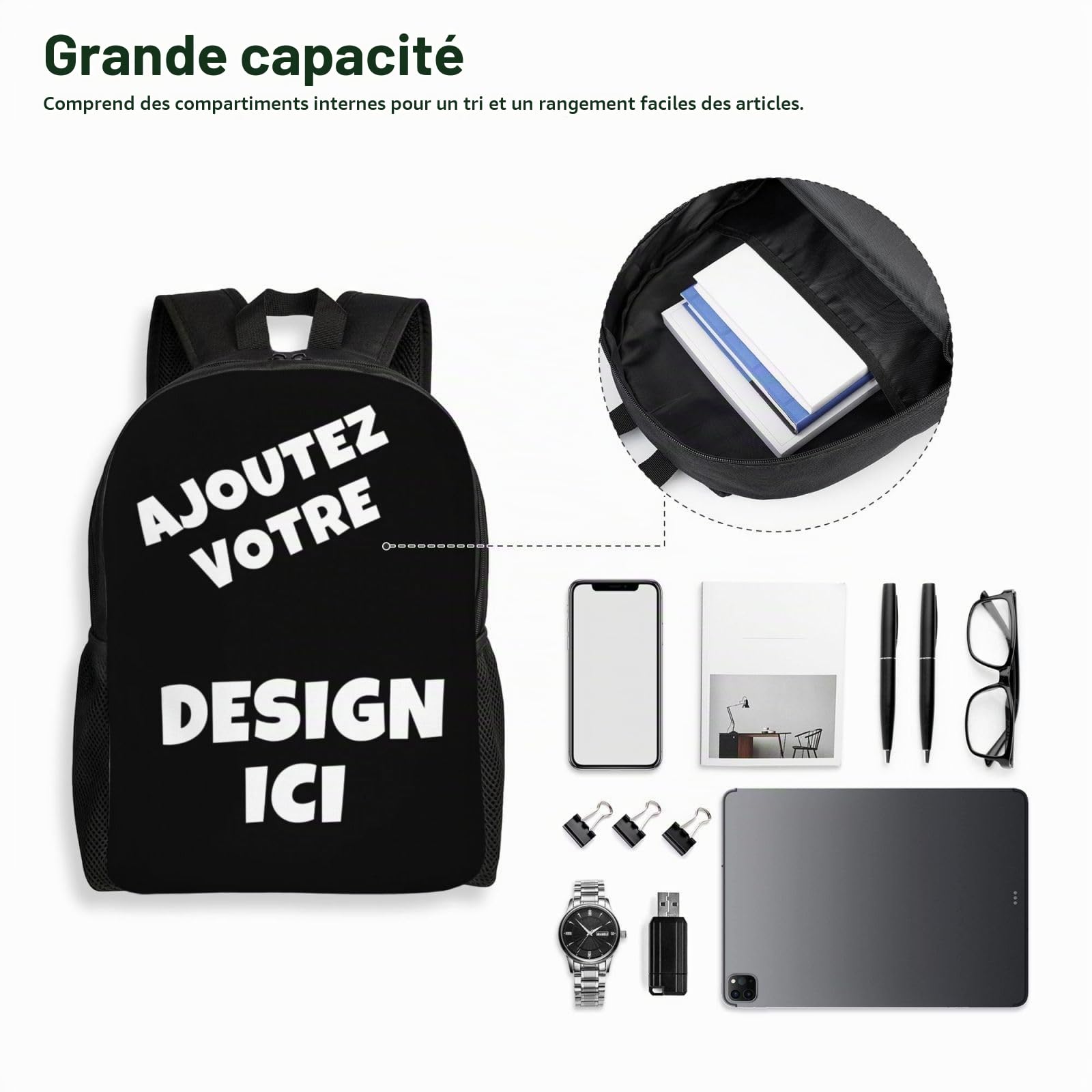 Cartable Personnalisable Sac Personnalisée Avec Photo Texte Sac a dos Garçons et Filles Personnalisé Choisissez votre Image cartable idéal pour l'école ou le sport