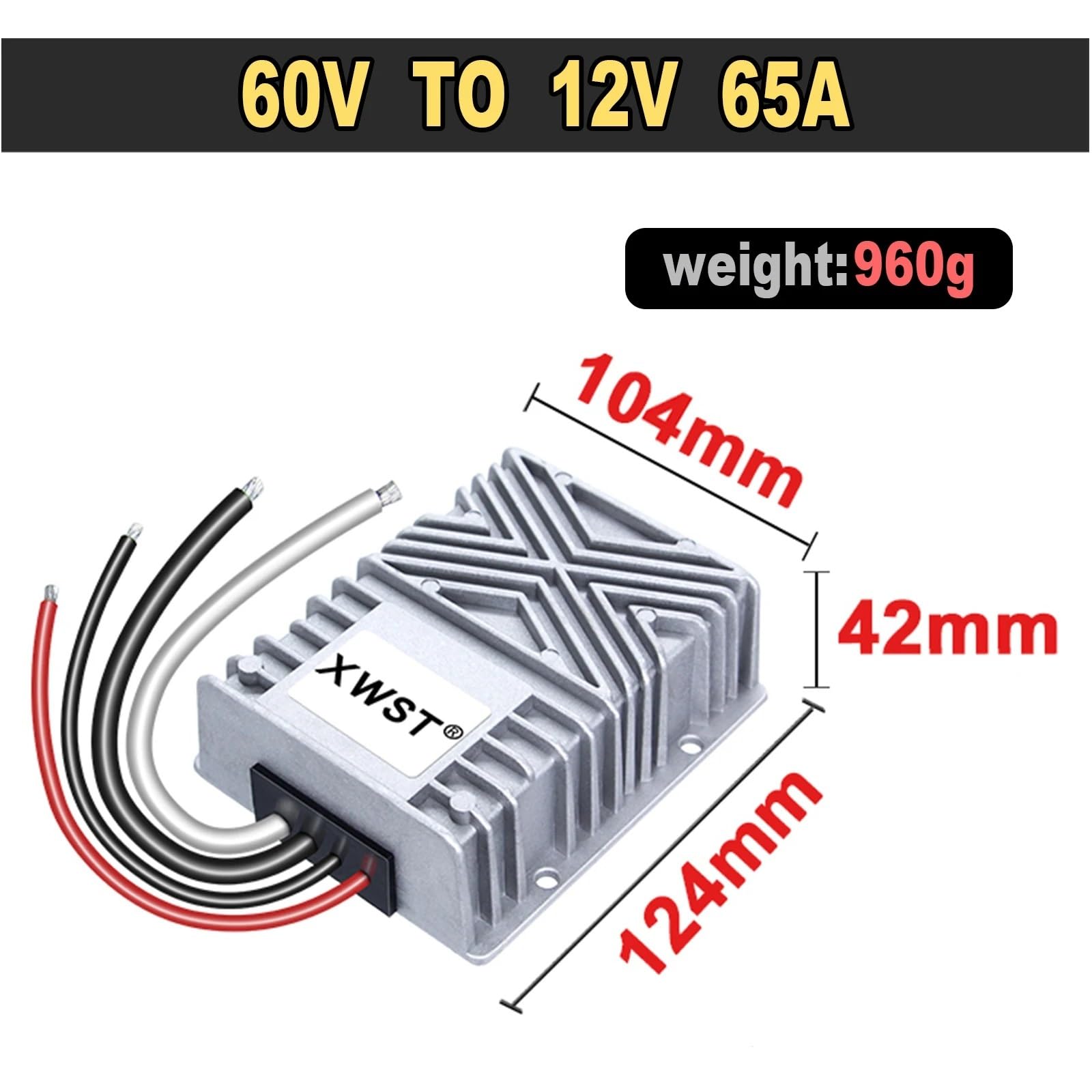 Konwerter konwertera DC DC 60V do 12V Step Down Regulator napięcia 1-65 A Modułowy transformator falownika(65A 124Silver)