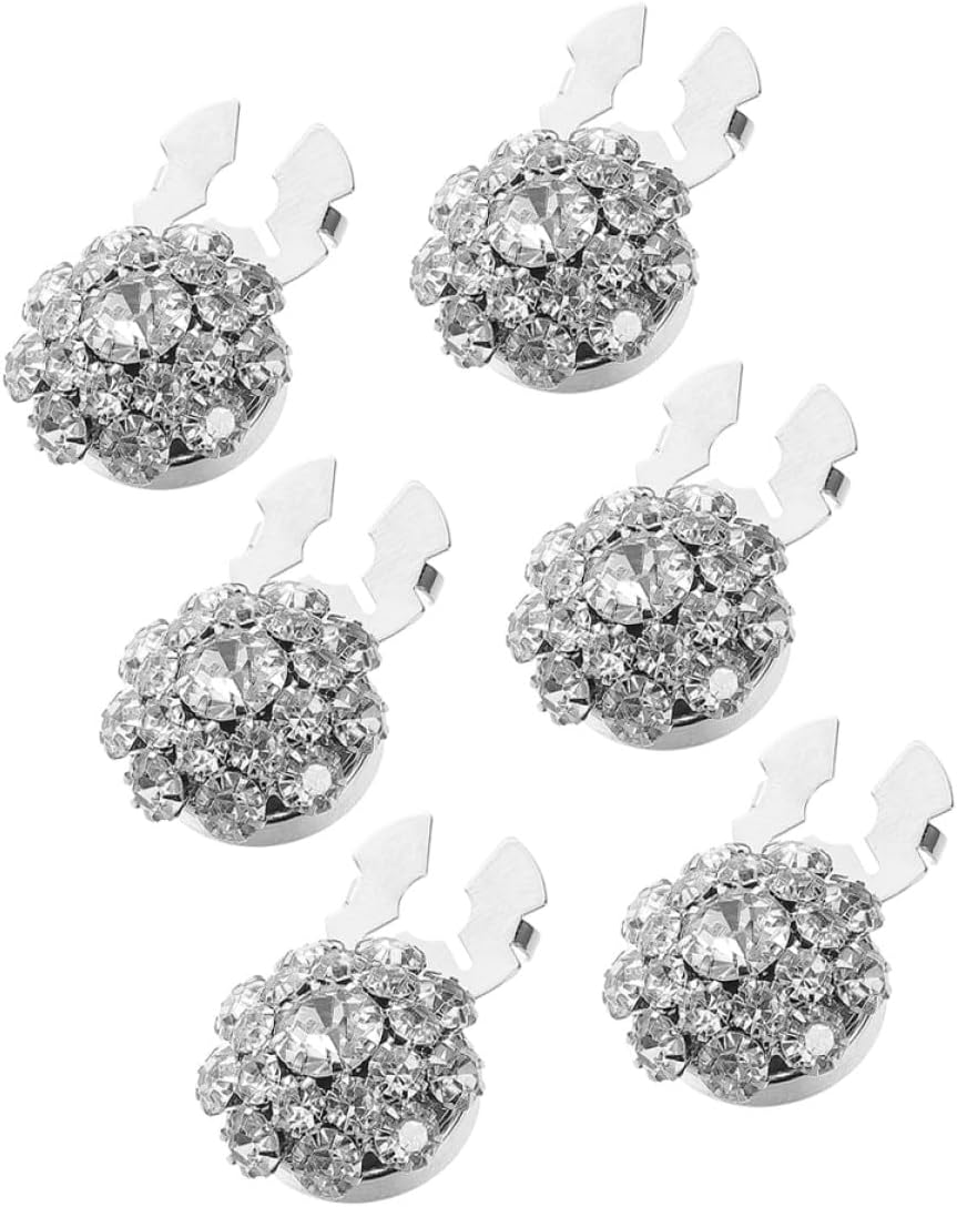 Beaupretty 6pcs Rhinestone Button Covers Clip-on Decorations for Women’s Dress Shirts Blouses Detachable Sparkly Embellishments for Clothing DIY Accessories