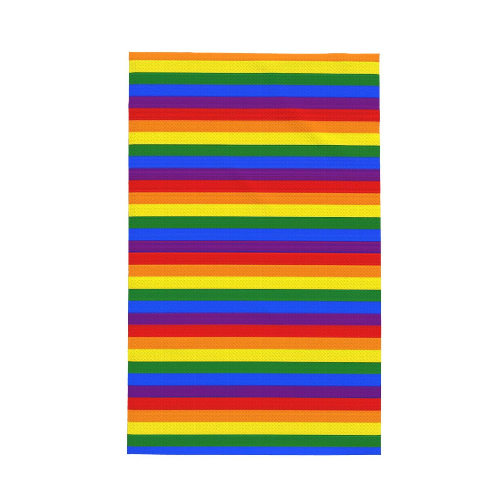 CKGODGF Rainbow Pattern Print Absorbent Waffle Dishcloths,Kitchen Towels With Hanging Loops,Tea Towels.