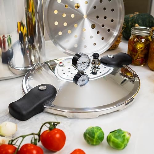Miniatura 7 de Barton Envasadora a Presión de 22 Cuartos Olla a Presión Manómetro de Presión con Rejilla, Compatible con Inducción, Envasadora al Vapor Pulida Olla
