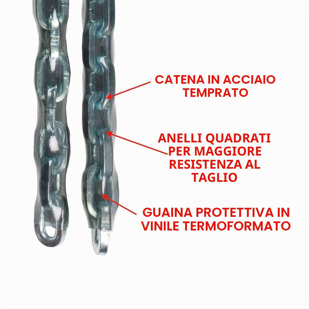Master Lock 8021EURD Catena in Acciaio Cementato Rivestimento Vinile, Trasparente, 2 m