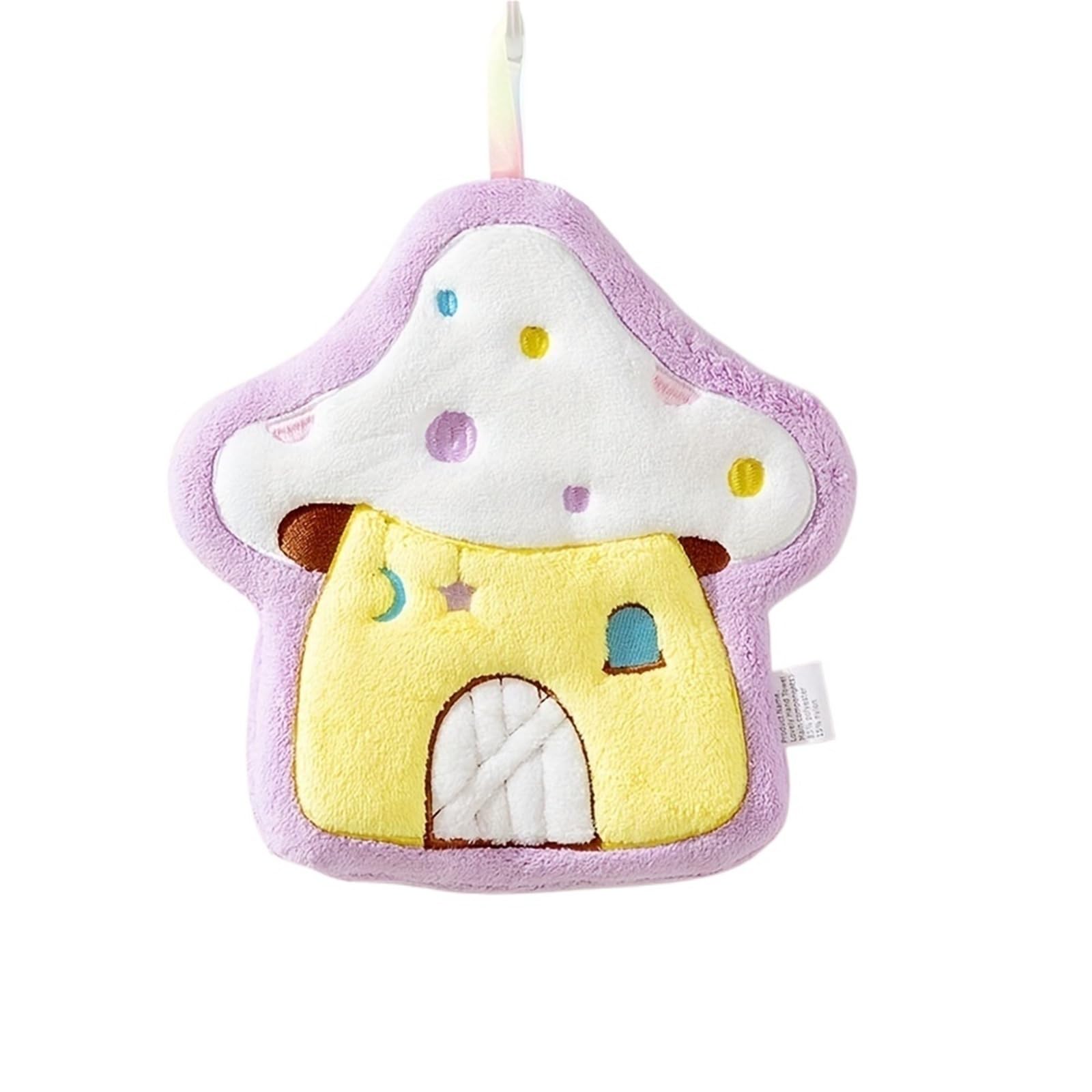 WSQHAO 4Pcs Cartoon Mushroom Hanging Hand Towel For Bathroom And Home Use, Soft And Absorbent, Cute for Hand(Color3)