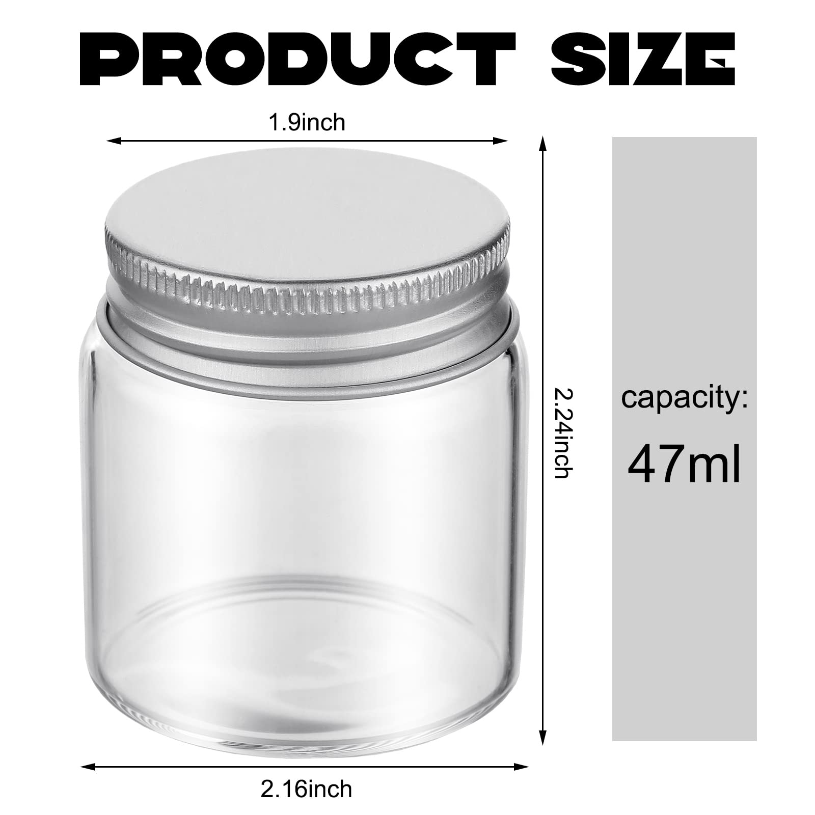 Eaasty 20 Pcs 1.6 oz Mini Mason Glasses Jar with Lids Small Spice Bottle for Honey Jam Jelly Kitchen DIY Wide Mouth Clear Airtight Canning Jars Food Container Wedding Shower Party Favor