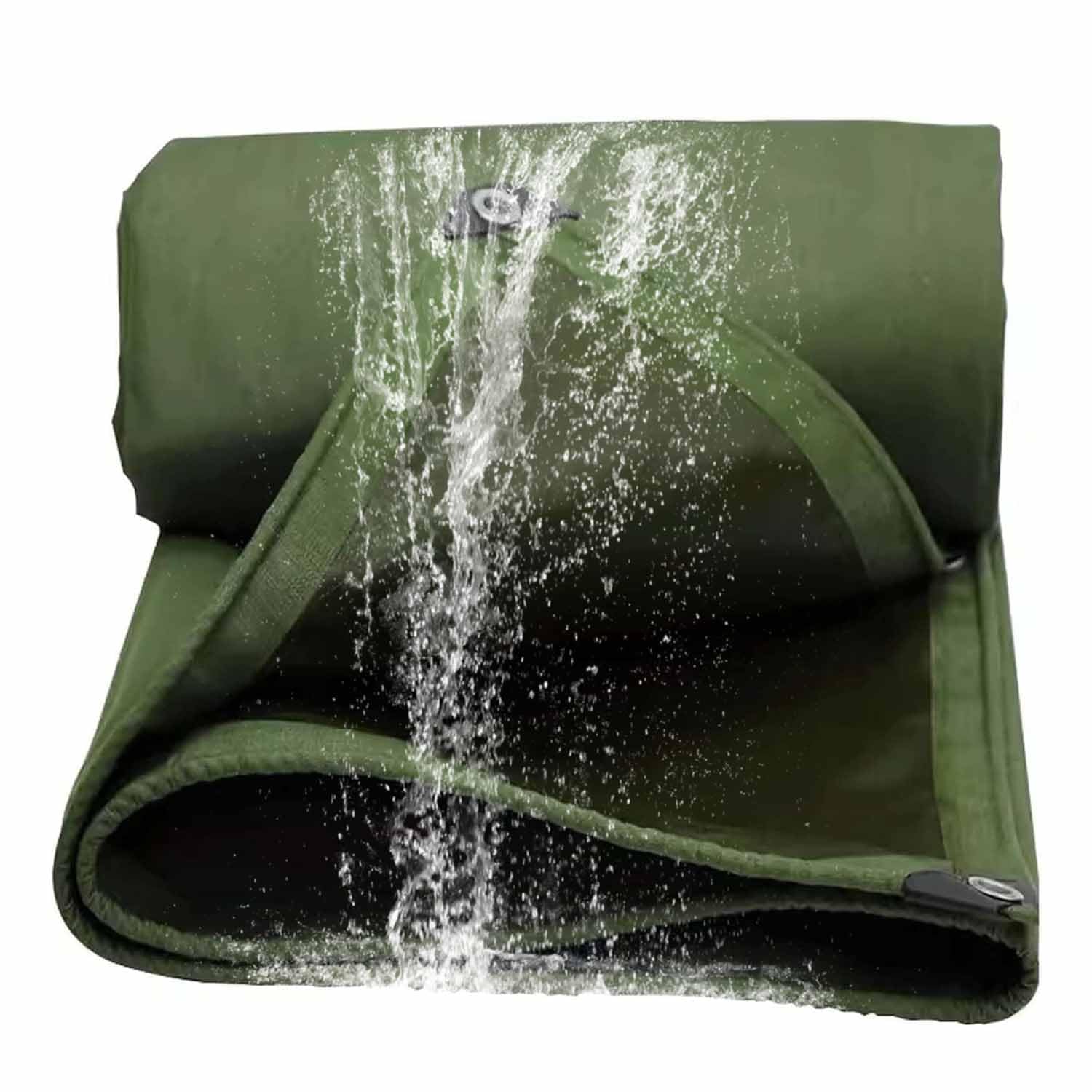 Ffsaacol Heavy Duty Waterproof PVC Tarpaulin, Thick Canvas Tarp with Grommets, Waterproof Heavy Duty Cover for Canopy, Boat, RV, Tent, Shelter, Truck Green, 4x6m/13.1x19.7ft