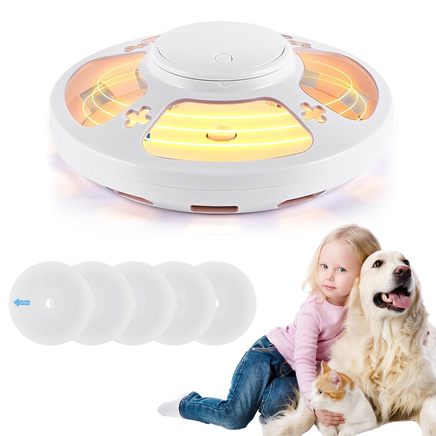 Flea Traps for Home, Non-Toxic Flea Light Trap, Flea Lamp Traps with Sticky Pads for Home, Flea Catcher, Odorless Flea Catcher Light for Home, Carpets, Bedding (White-1Pc)