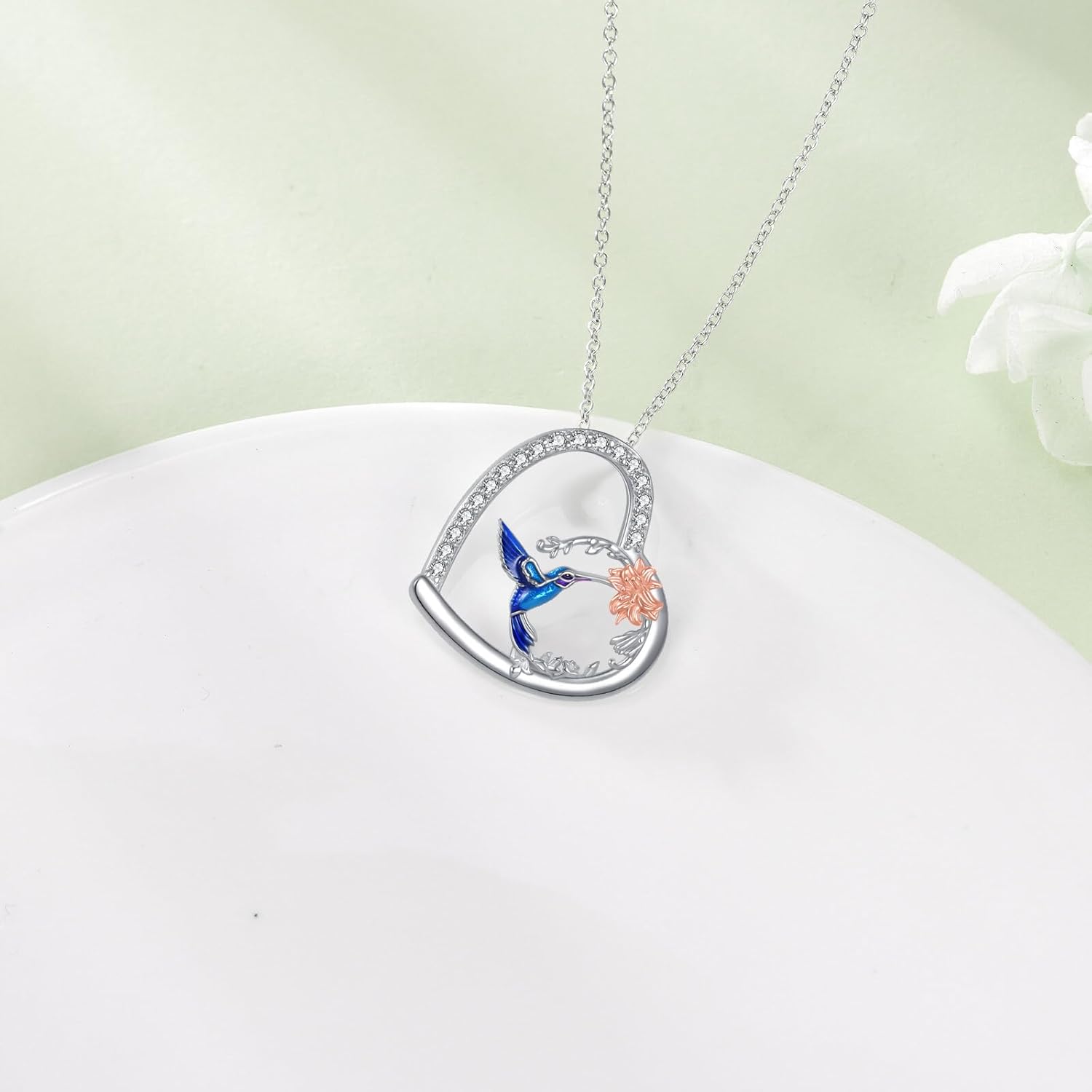 Heart Necklace for Women, Sterling Silver Tree of Life/Hummingbird/Deer/Highland Cow/Bear/Black Cat Pendant Necklace Jewelry Anniversary Birthday Gift, 20" - Image 3