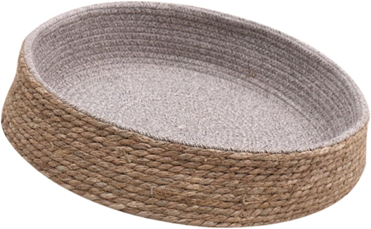 Cute Cat Dog Sleeping Bed Round Pet Nest Woven Dog Kennel Warm Blanket Pet House