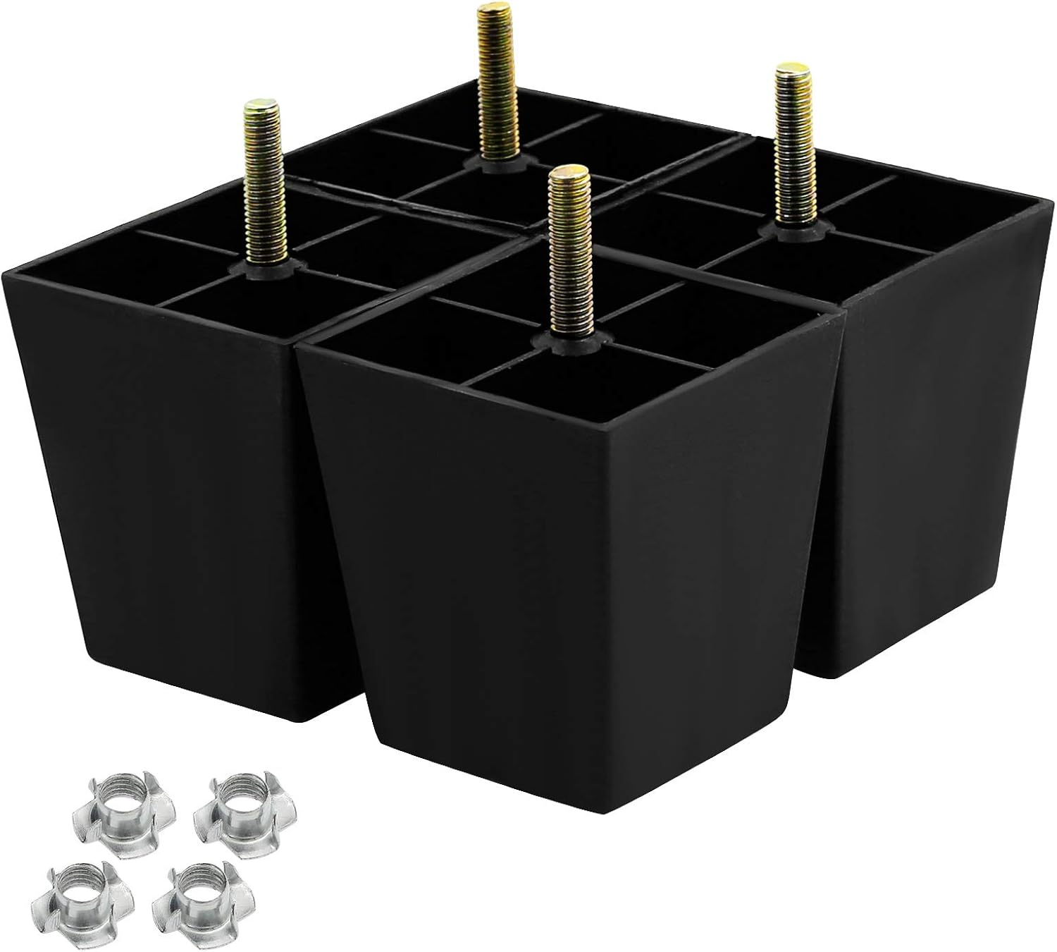 Seimneire 4Pcs 3 Inch Sofa Legs, Plastic Couch Feet Square