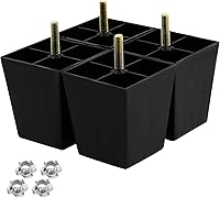 Vista 10 de 4 patas de sofá negras, patas cónicas de muebles de 4 pulgadas, patas de sofá de plástico con pernos de suspensión M8 para sofá, tocador, armario