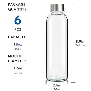Amazon.co.jp: YEBODA ガラス製ウォーターボトル18オンス