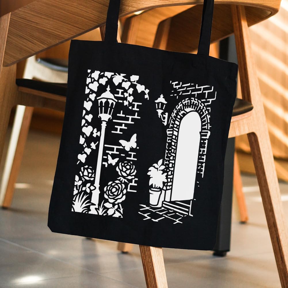 FINGERINSPIRE 8PCS French Street Scene Stencils 4.7x9.4 inch with a Brush Windows Street Lamps Stencils Vintage Drawing Templates for Wood Walls Fabric Painting DIY Home Decoration