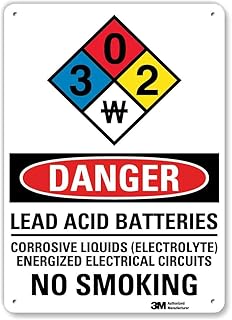 SmartSign “Danger - Lead Acid Batteries, Corrosive Liquids, Energized Electrical Circuits, No Smoking†Sign | 10